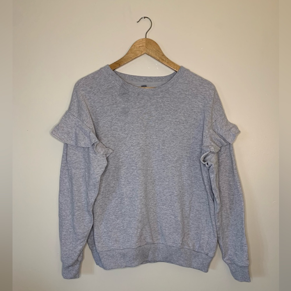 Aerie Grey Ruffle Crewneck Sweatshirt Size Medium